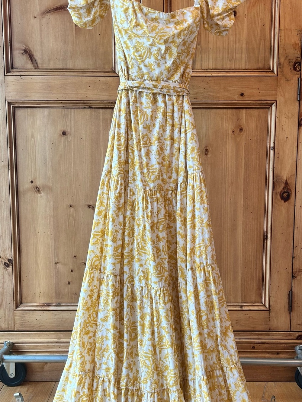Aqua Yellow Floral Off-the-Shoulder Maxi Dress - Picture 5 of 7